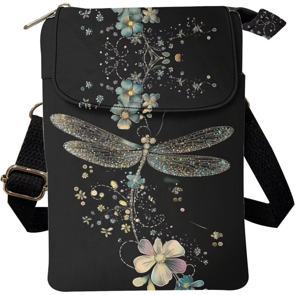 Women Crossbody Bag Canvas Compact Travel Purse with Multiple Pockets and Adjust